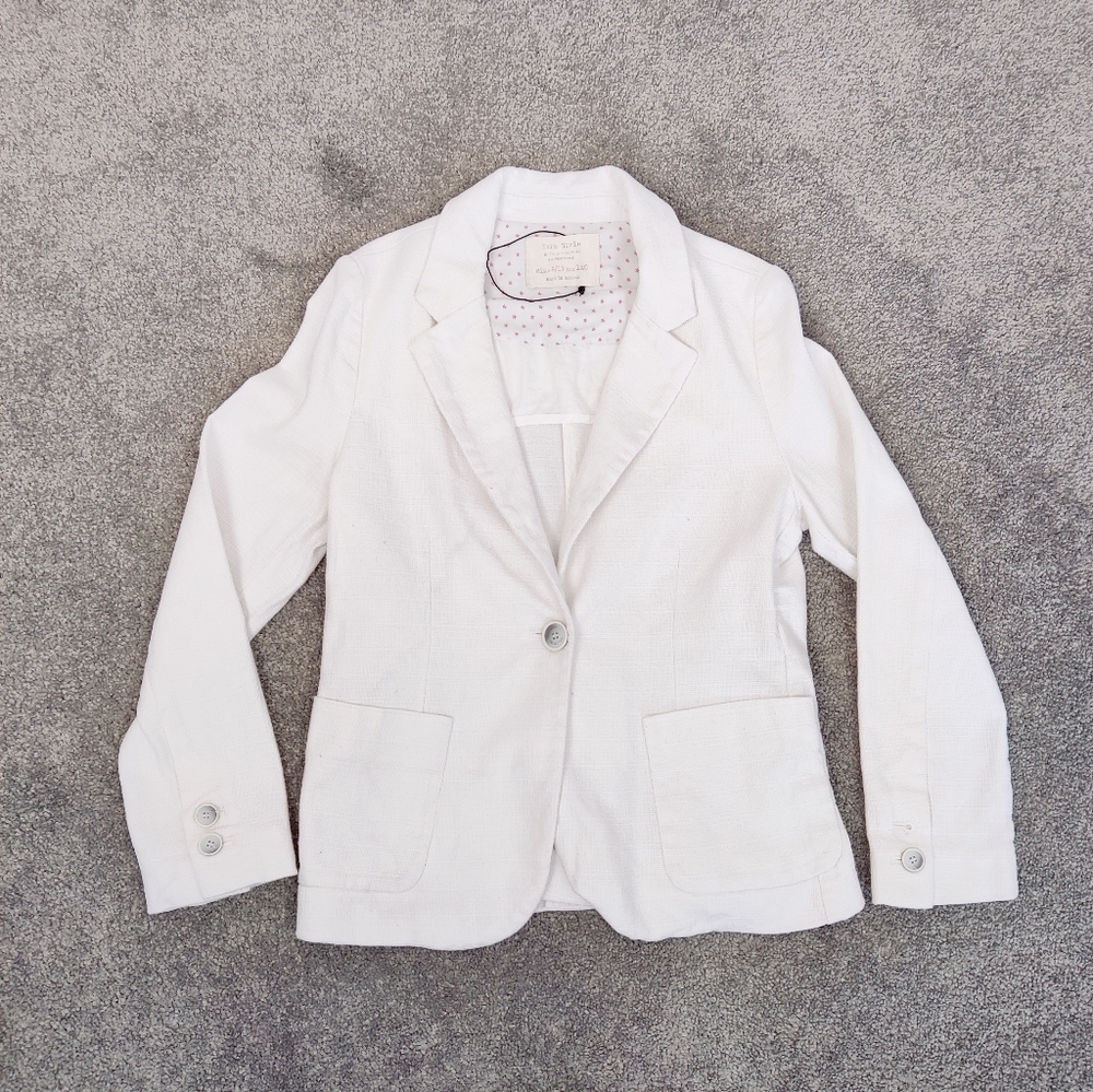 Zara Girl's White Blazer Jacket - Size 9/10 (140 cm) - Made in Morocco Formal